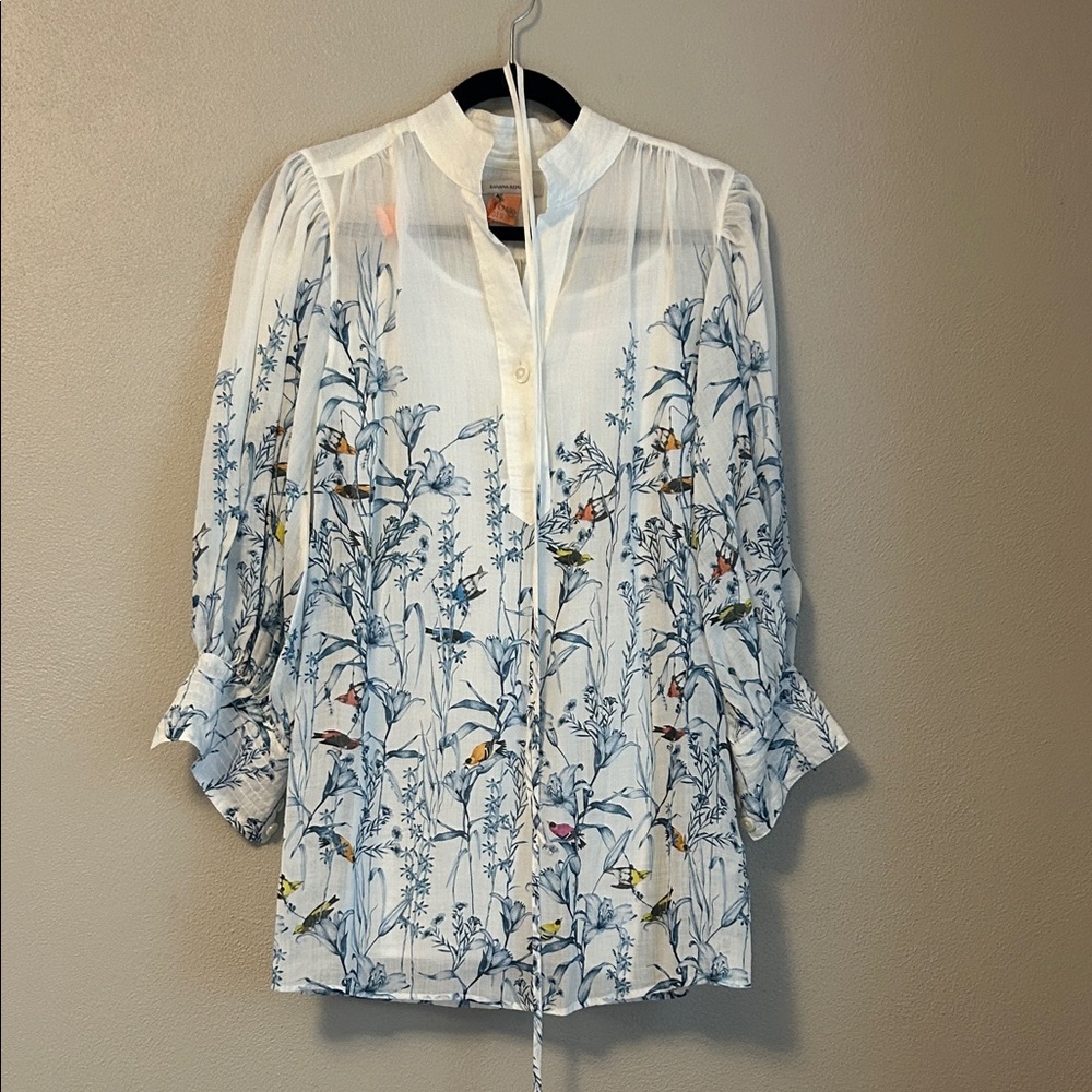 Banana Republic White and Blue Floral Mini Dress